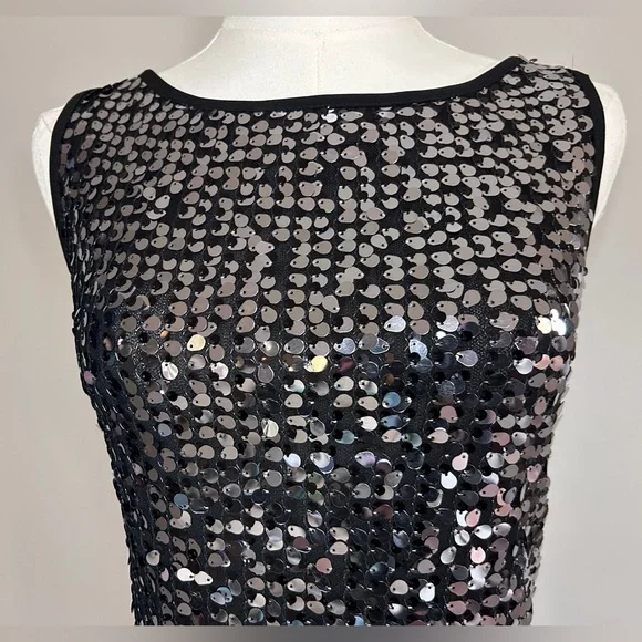 NWT PAPILLON BLANC Sequin Mesh Overlay Tank Top Y2K Whimsigoth Holiday Glam Sz S - Picture 5 of 10